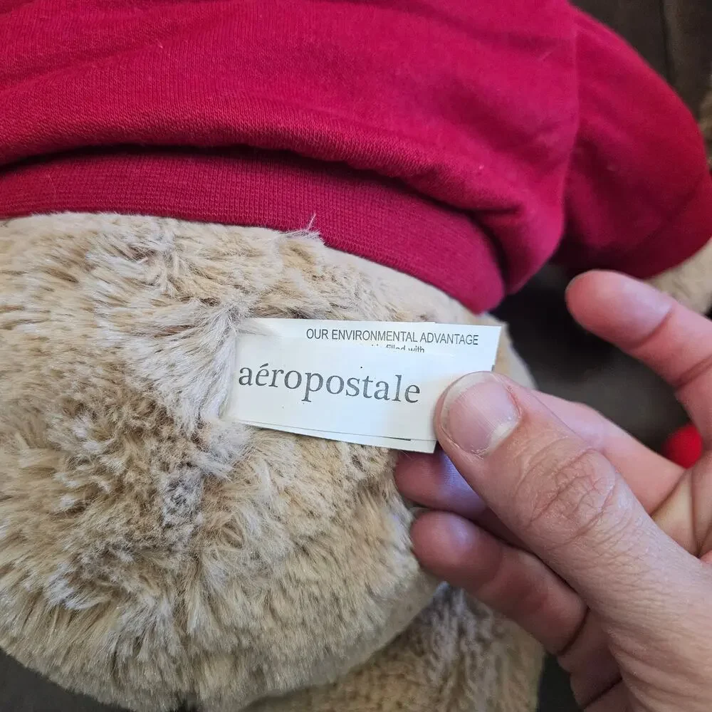 Aeropostale Collectible Teddy Bears Lot‎ of 2 Red Hoodie Plush Y2K NEW Holiday